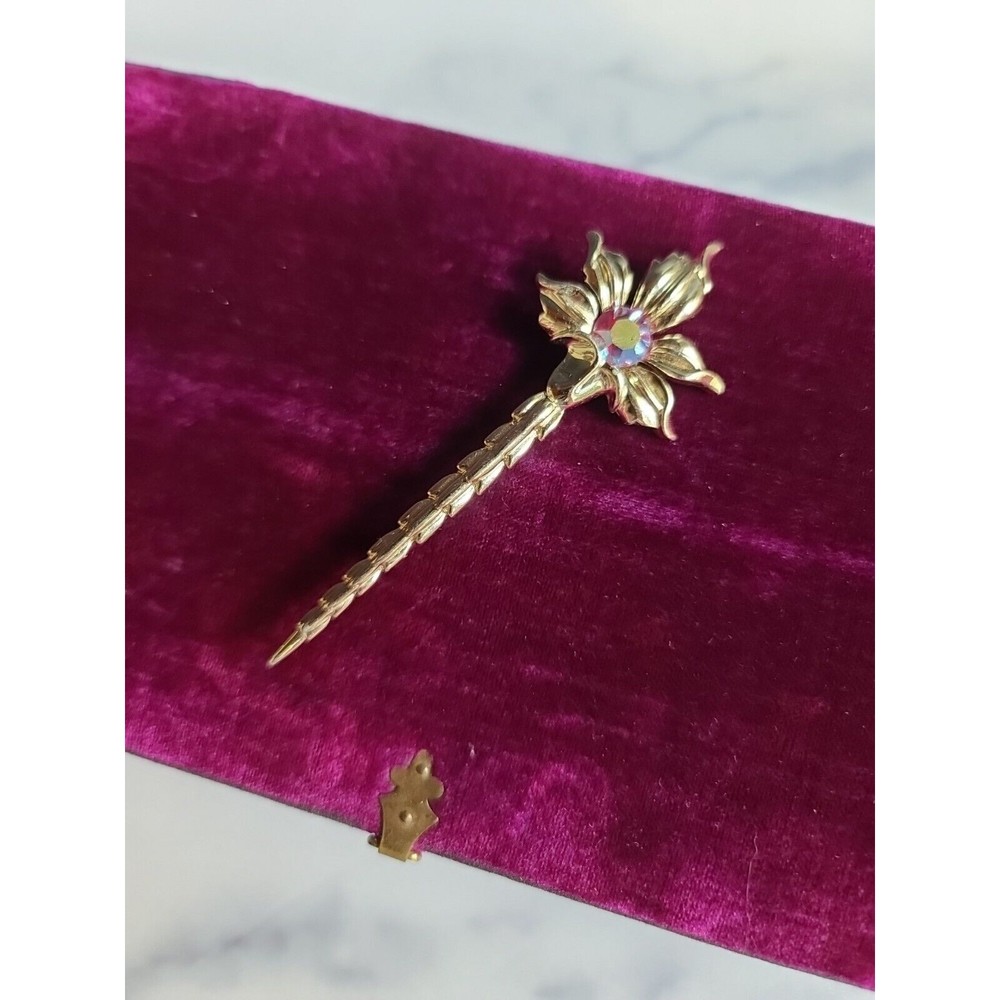 Vintage Emmons Pink Rhinestone Floral Brooch